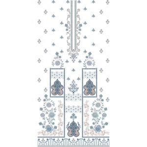 Elegant Blue Geometric & Floral Panel Embroidery Design for Designer Dresses