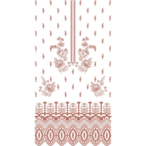 Elegant Peach Floral Vertical Panel Embroidery Design with Ornamental Border