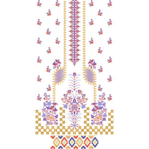 Vibrant Multicolor Geometric & Floral Panel Embroidery Design for Designer Dresses