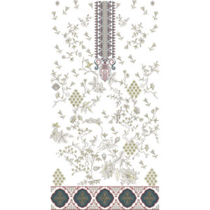Elegant Multicolor Floral Garden Panel Embroidery Design with Ornamental Border