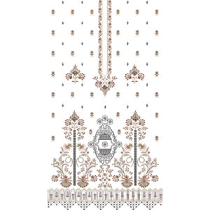 Elegant Monochrome Floral & Ornamental Panel Embroidery Design for Designer Dresses