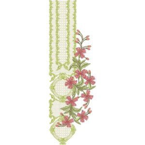 Elegant Floral Side Panel Neckline Embroidery Design with Decorative Lace Border