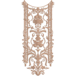 Elegant Vintage Baroque Panel Neckline Embroidery Design with Floral and Ornamental Scrollwork