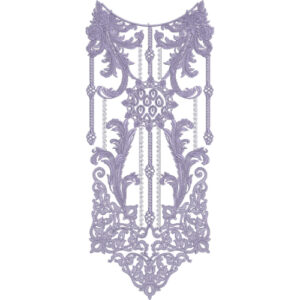 Luxury Ornamental Baroque Neckline Embroidery Design with Royal Scroll and Medallion Motifs