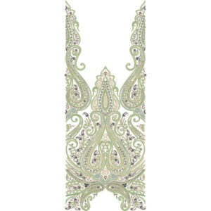 Royal Paisley and Ornamental Scroll Neckline Embroidery Design with Elegant Symmetrical Layout