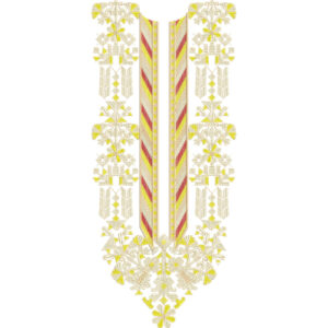 Traditional Geometric Panel Neckline Embroidery Design with Ethnic Floral and Linear Patterns