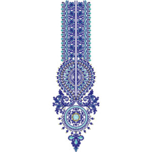 Royal Medallion Panel Neckline Embroidery Design with Geometric Floral and Ornamental Detailing