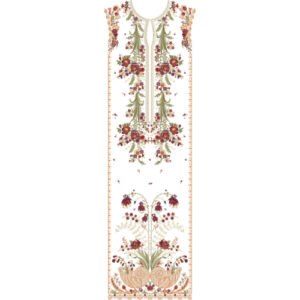 Luxury Mughal Floral Neckline Embroidery with Ornamental Garden Composition