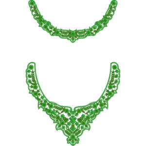 Classic Green Scalloped Neckline Embroidery with Floral Border Detailing