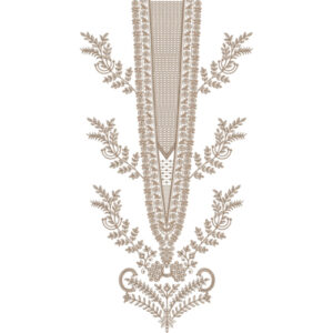 Elegant Beige Geometric and Floral Panel Neckline Embroidery with Royal Ornamental Layout