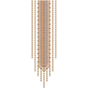 Ethnic Geometric Panel Neckline Embroidery with Multicolor Tribal Stripe Detailing