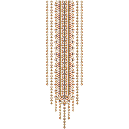 Ethnic Geometric Panel Neckline Embroidery with Multicolor Tribal Stripe Detailing