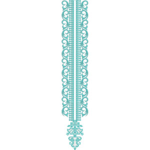Minimal Teal Scroll Border Panel Neckline Embroidery with Ornamental Geometric Drop