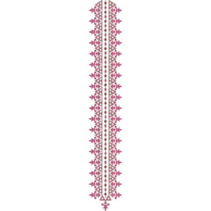 Magenta Geometric Straight Panel Neckline Embroidery with Tribal Motif Border