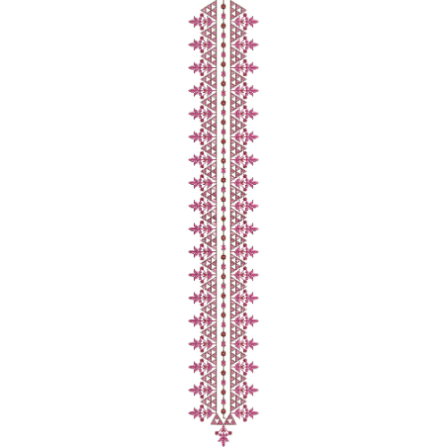 Magenta Geometric Straight Panel Neckline Embroidery with Tribal Motif Border