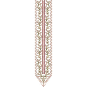Elegant Leafy Vine Panel Neckline Embroidery with Classic Linear Border Design