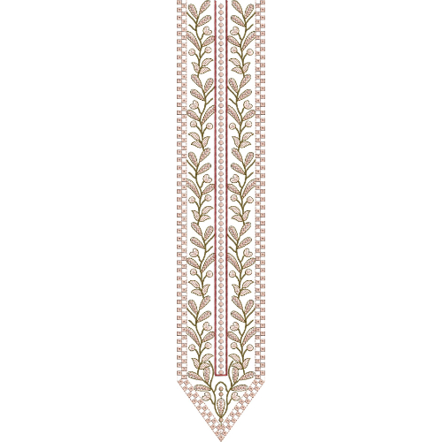 Elegant Leafy Vine Panel Neckline Embroidery with Classic Linear Border Design