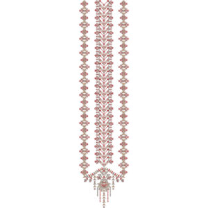 Delicate Floral Vertical Border Neckline Embroidery Design with Elegant Ornamental Drop