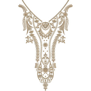 Regal V-Neck Ornamental Embroidery Design with Floral and Paisley Detailing