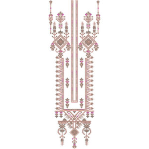 Elegant Ethnic Geometric Panel Neckline Embroidery Design with Ornamental Drop Detailing