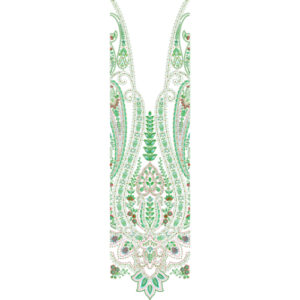 Elegant Mint Green Paisley and Floral Neckline Embroidery Design with Ornamental Drop Motif
