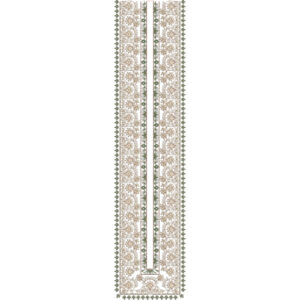 Elegant Long Panel Neckline Embroidery with Classic Floral Vine Border