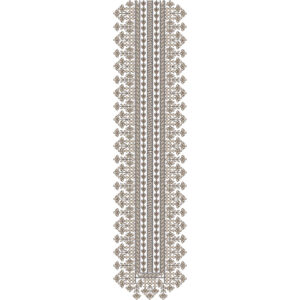 Minimalist Floral Border Long Neckline Embroidery Design with Symmetrical Vine Pattern