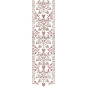 Classic Ornamental Long Neckline Embroidery with Vintage Floral and Geometric Borders