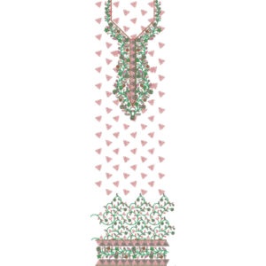 Elegant Floral Vine Neckline Embroidery Design with Geometric Motif Pattern and Decorative Dress Border