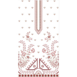 Elegant Red Floral and Geometric Neckline Embroidery Dress Design with Symmetrical Vine Layout