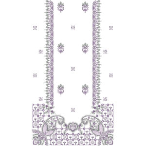 Elegant Lavender Floral Border Embroidery Dress Design with Minimal Motif Center and Ornamental Base