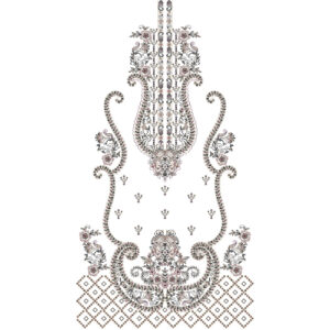 Elegant Multicolor Paisley and Floral Neckline Embroidery Dress Design with Ornamental Curved Layout
