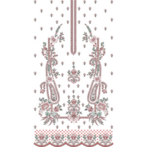 Elegant Multicolor Paisley and Floral Neckline Embroidery Dress Design with Ornamental Border