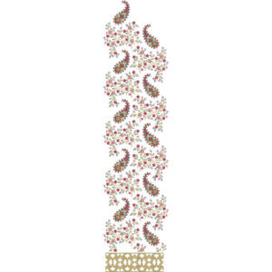 Paisley Floral Vine All-Over Jaal Embroidery Design with Geometric Base Border