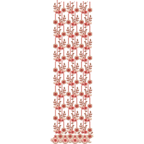 Structured Floral Vine Grid All-Over Jaal Embroidery Design with Scalloped Border
