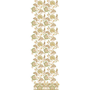 Traditional Paisley Floral All-Over Jaal Embroidery Design with Ornamental Base Border