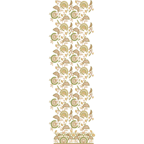 Traditional Paisley Floral All-Over Jaal Embroidery Design with Ornamental Base Border