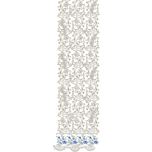 Intricate Abstract Vine All-Over Jaal Embroidery Design with Decorative Scalloped Border