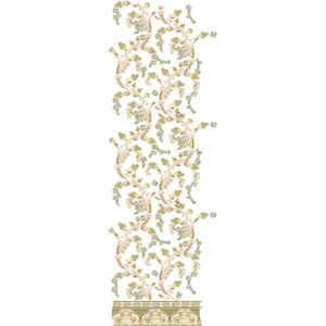 Delicate Botanical Vine All-Over Jaal Embroidery Design with Ornamental Base Border