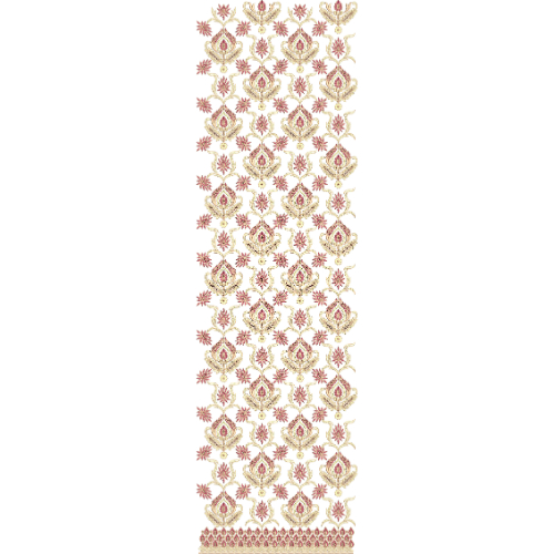 Ornamental Teardrop Medallion All-Over Jaal Embroidery Design with Decorative Border