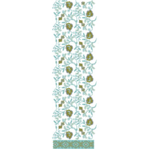 Elegant Curved Floral Vine All-Over Jaal Embroidery Design with Geometric Base Border
