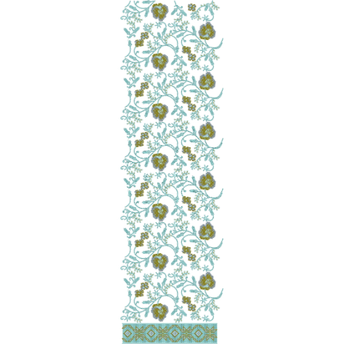 Elegant Curved Floral Vine All-Over Jaal Embroidery Design with Geometric Base Border