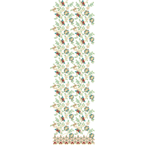 Vibrant Floral Vine All-Over Jaal Embroidery Design with Decorative Base Border