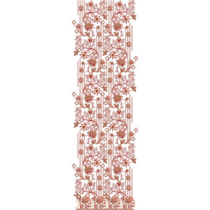 Monochrome Linear Floral Vine All-Over Jaal Embroidery Design with Ornamental Border