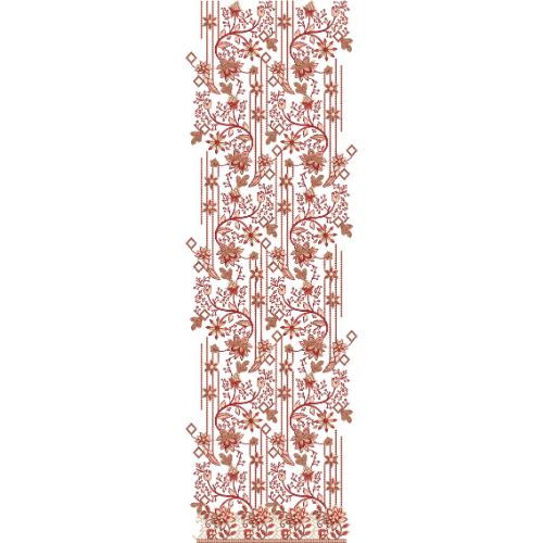 Monochrome Linear Floral Vine All-Over Jaal Embroidery Design with Ornamental Border