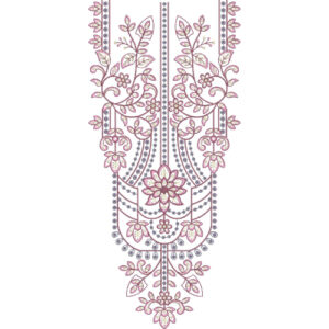 Delicate Floral Vine Neckline Embroidery Design with Scalloped Layered Detailing