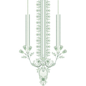 Elegant Minimal Floral Vine Neckline Embroidery Design with Linear Panel Detailing