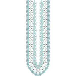 Elegant Scalloped Lace Style Neckline Embroidery Design with Repetitive Floral Border