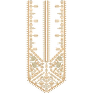 Traditional Geometric Floral Neckline Embroidery Design with Angular Border and Ornamental Detailing