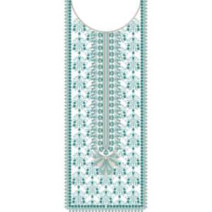Elegant Floral Panel Neckline Embroidery Design with Beaded Border and Symmetrical Detailing